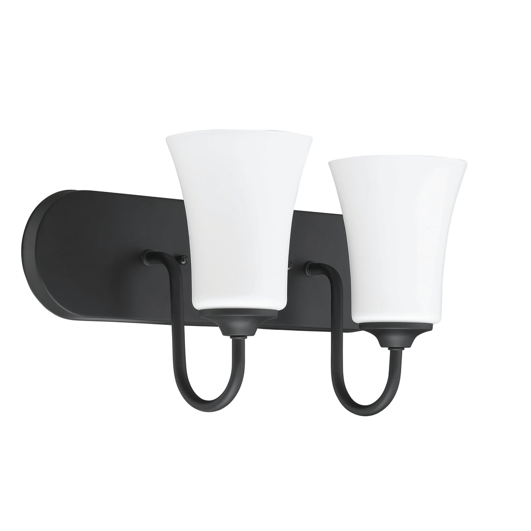 Gwyneth 2 Light Vanity in Flat Black (White Glass) CRAFTMADE