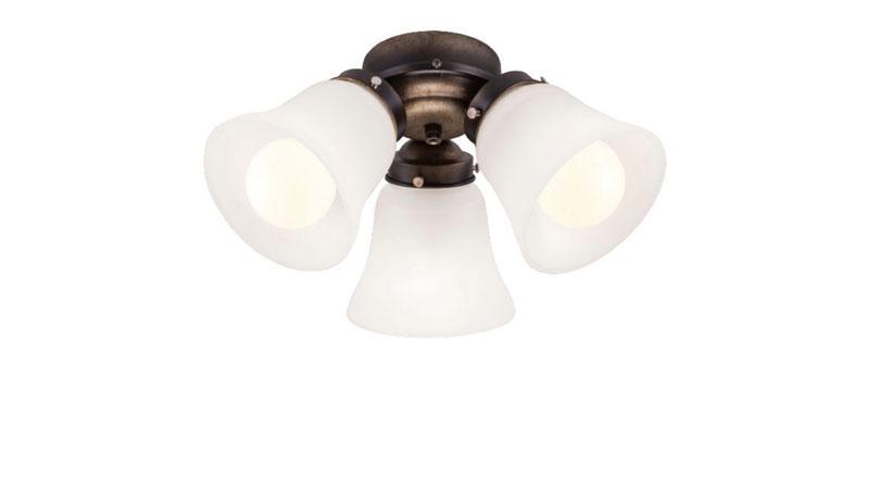 3-Light French Beige  White Glass LED Wind River