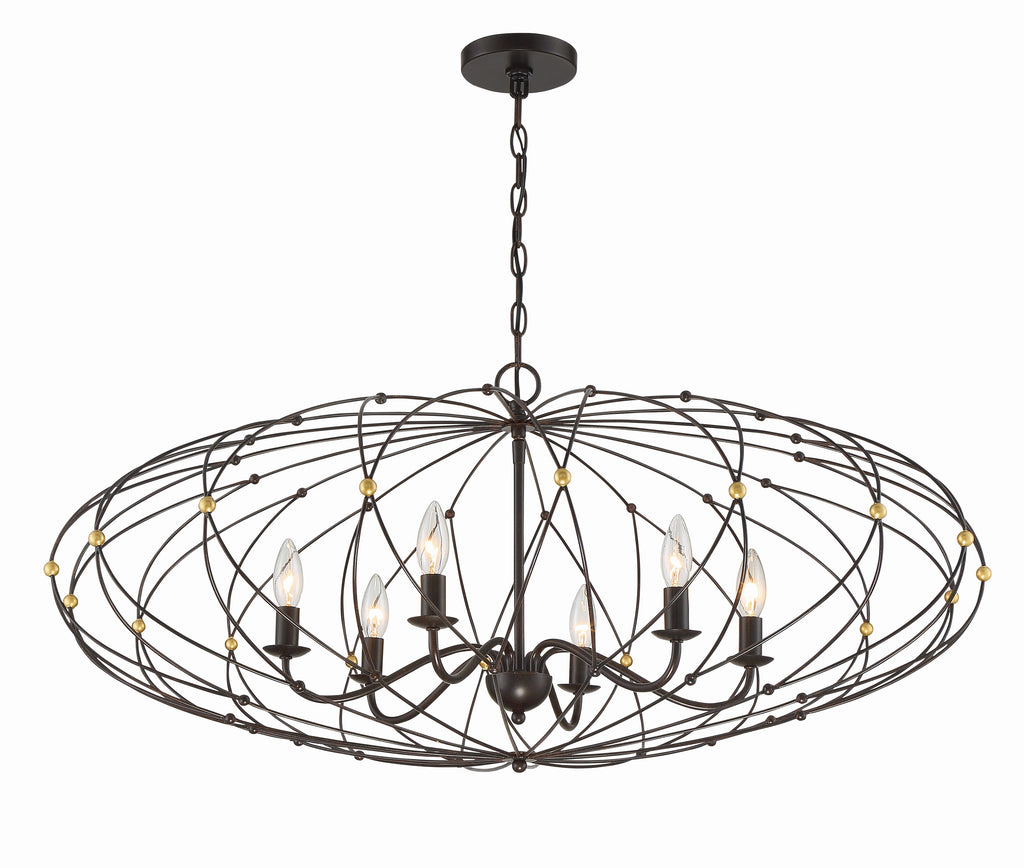Crystorama Crystorama Zucca 6 Light English Bronze + Antique Gold Chandelier