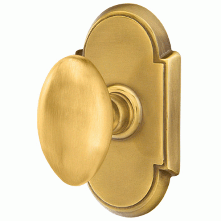 Solid Brass Egg Door Knob Set With # 8 Rosette (Several Finish Options) EMTEK