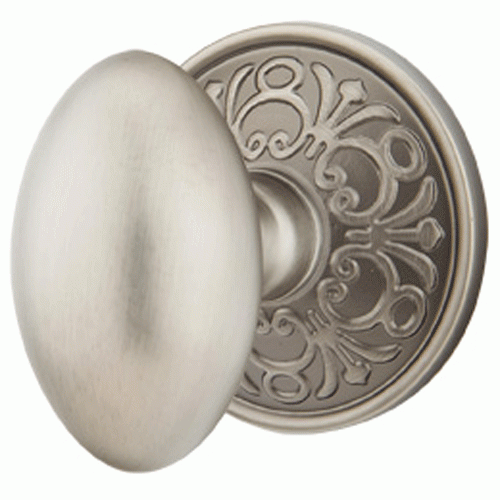 Solid Brass Egg Door Knob Set With Lancaster Rosette (Several Finish Options) EMTEK