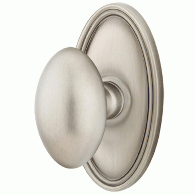 Emtek Solid Brass Egg Door Knob Set With Oval Rosette EMTEK