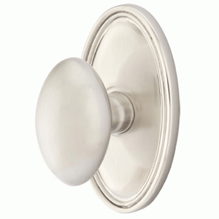 Emtek Solid Brass Egg Door Knob Set With Oval Rosette EMTEK