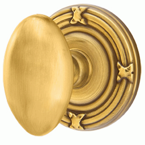 Solid Brass Egg Door Knob Set With Ribbon & Reed Rosette (Several Finish Options) EMTEK