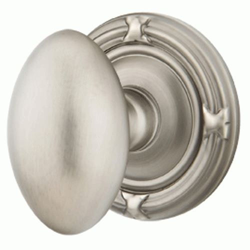 Solid Brass Egg Door Knob Set With Ribbon & Reed Rosette (Several Finish Options) EMTEK