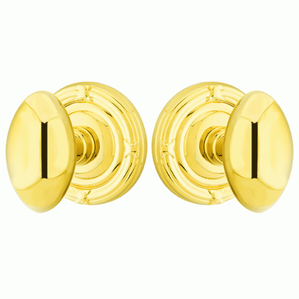 Solid Brass Egg Door Knob Set With Ribbon & Reed Rosette (Several Finish Options) EMTEK