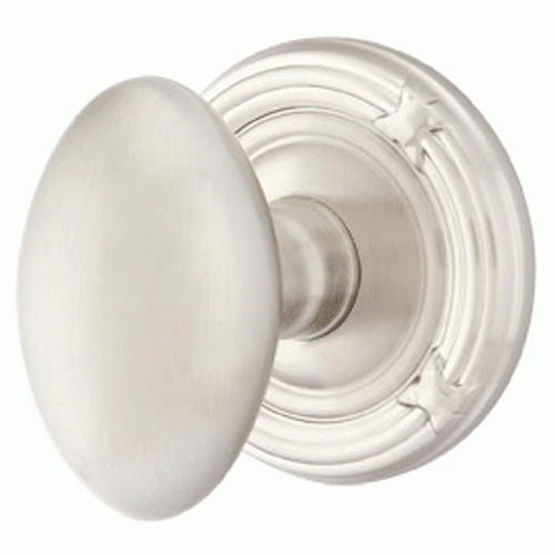 Solid Brass Egg Door Knob Set With Ribbon & Reed Rosette (Several Finish Options) EMTEK