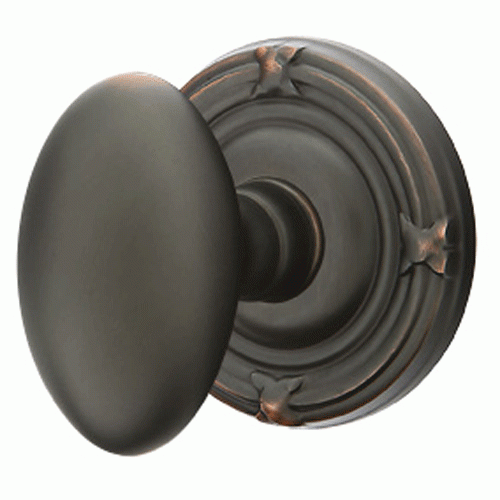 Solid Brass Egg Door Knob Set With Ribbon & Reed Rosette (Several Finish Options) EMTEK