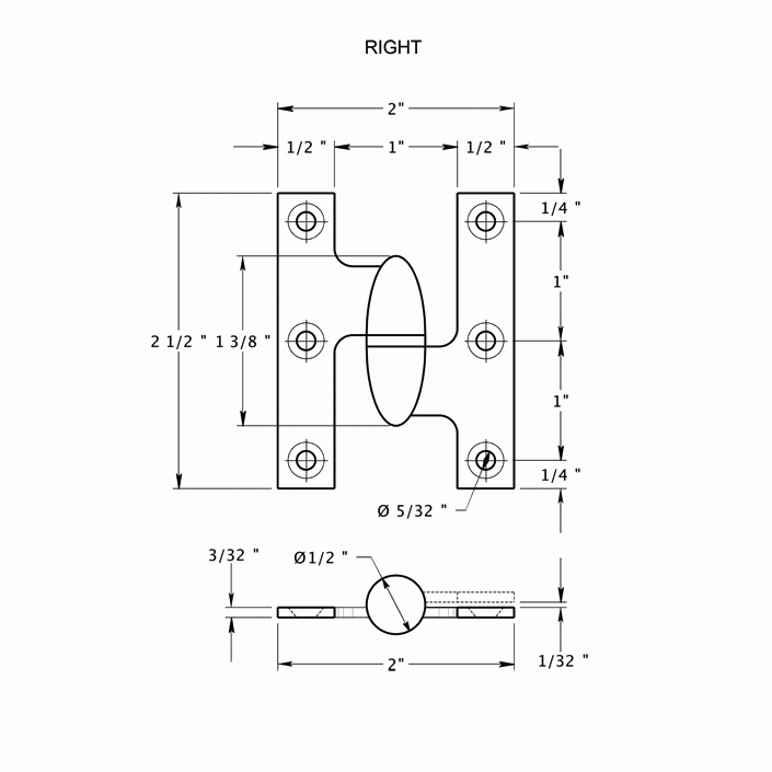 2 1/2 Inch x 2 Inch Solid Brass Olive Knuckle Hinge (Polished Brass) DELTANA