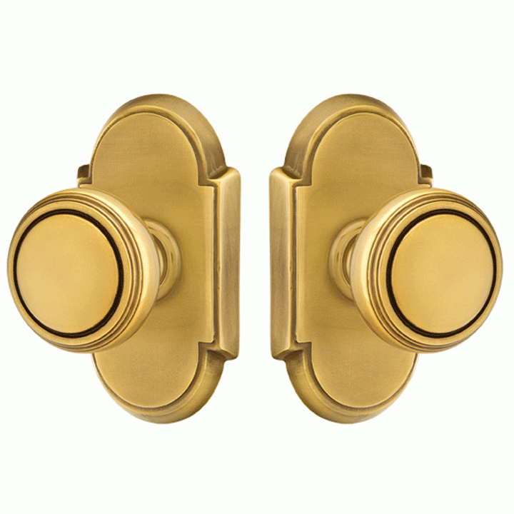 Solid Brass Norwich Door Knob Set With # 8 Rosette (Several Finish Options) EMTEK