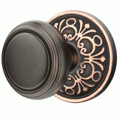 Solid Brass Norwich Door Knob Set With Lancaster Rosette (Several Finish Options) EMTEK