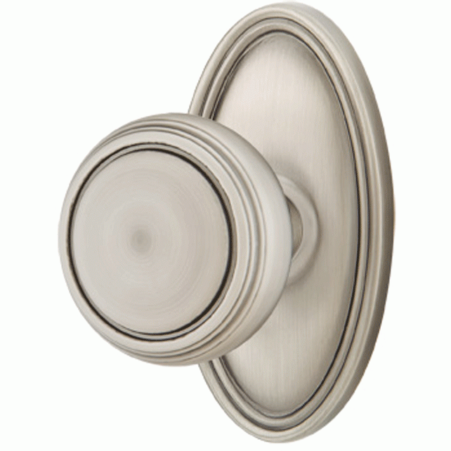 Solid Brass Norwich Door Knob Set With Oval Rosette (Several Finish Options) EMTEK