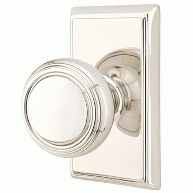 Solid Brass Norwich Door Knob Set With Rectangular Rosette (Several Finish Options) EMTEK