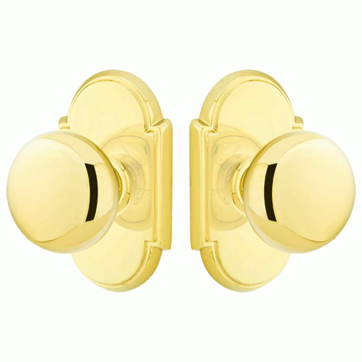 Solid Brass Providence Door Knob Set With # 8 Rosette (Several Finish Options) EMTEK