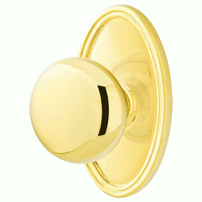 Solid Brass Providence Door Knob Set With Oval Rosette EMTEK