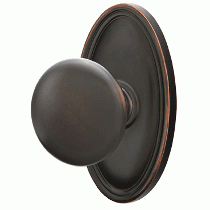 Solid Brass Providence Door Knob Set With Oval Rosette EMTEK