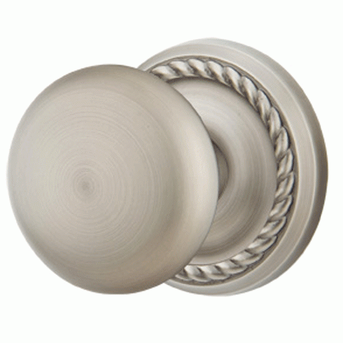 Solid Brass Providence Door Knob Set With Rope Rosette (Several Finish Options) EMTEK