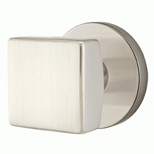 Solid Brass Square Knob With Disk Rosette (Several Finish Options) EMTEK