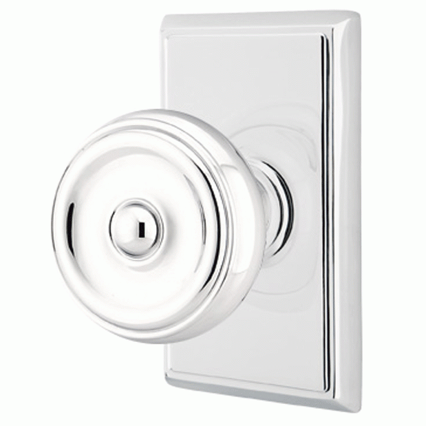 Solid Brass Waverly Door Knob Set With Rectangular Rosette (Several Finish Options) EMTEK