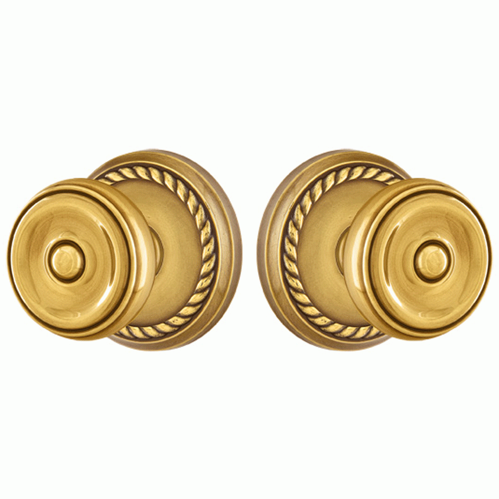 Emtek Solid Brass Waverly Door Knob Set With Rope Rosette (Several Finish Options) EMTEK