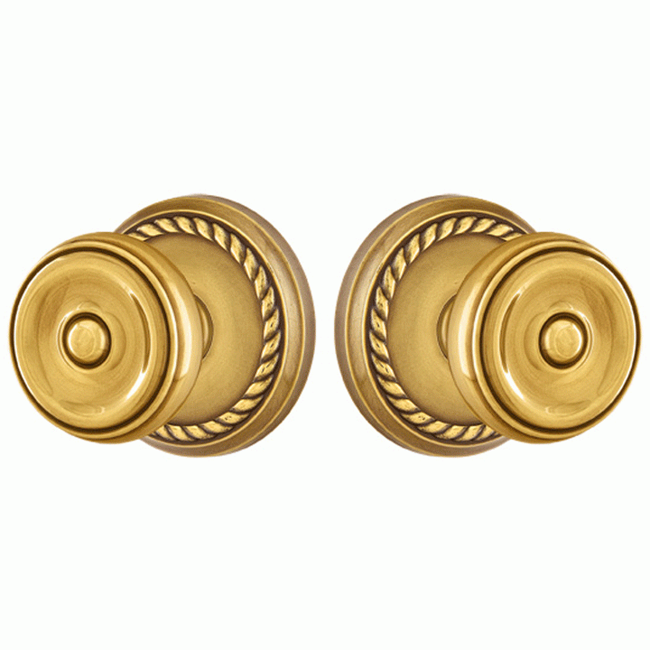 Emtek Solid Brass Waverly Door Knob Set With Rope Rosette (Several Finish Options) EMTEK