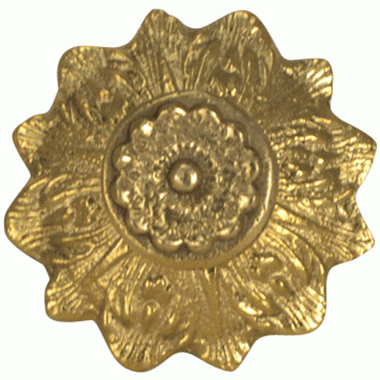 2 2/5 Inch Solid Brass Victorian Sunflower Knob (Lacquered Brass Finish) COPPER MOUNTAIN HARDWARE