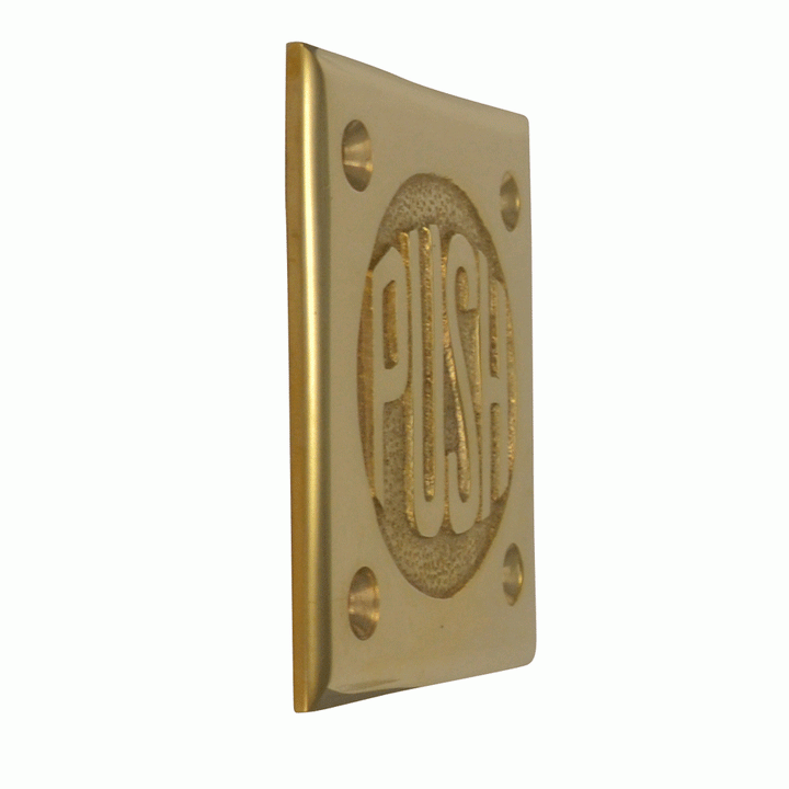 2 3/4 Inch Brass Classic American "PUSH" Plate (Lacquered Brass Finish) COPPER MOUNTAIN HARDWARE