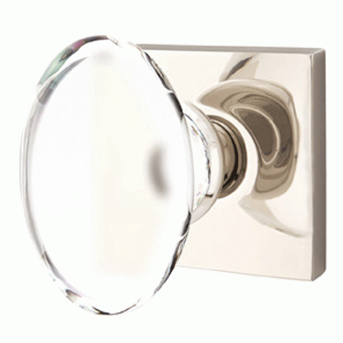 Crystal Hampton Door Knob Set With Square Rosette (Several Finish Options) EMTEK