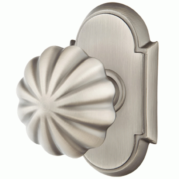 Emtek Solid Brass Melon Door Knob Set With # 8 Rosette (Several Finish Options) EMTEK