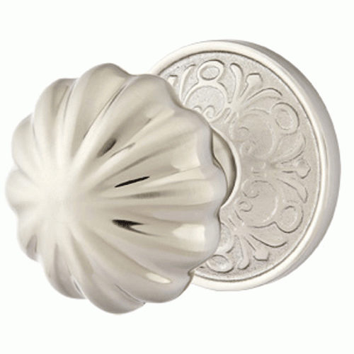 Solid Brass Melon Door Knob Set With Lancaster Rosette (Several Finish Options) EMTEK