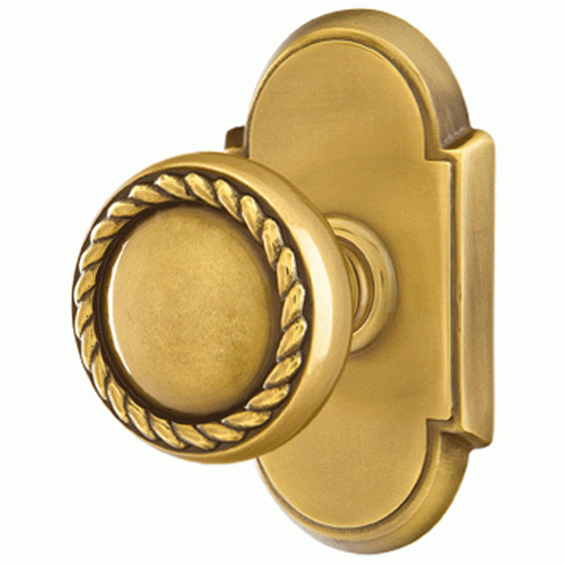 Solid Brass Rope Door Knob Set With # 8 Rosette (Several Finish Options) EMTEK