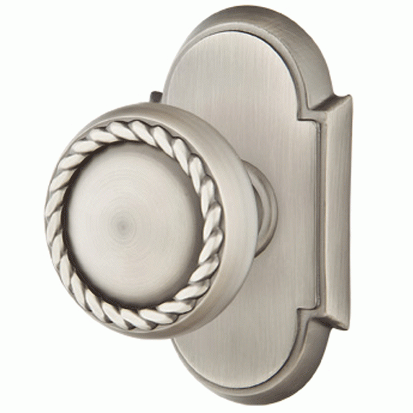 Solid Brass Rope Door Knob Set With # 8 Rosette (Several Finish Options) EMTEK