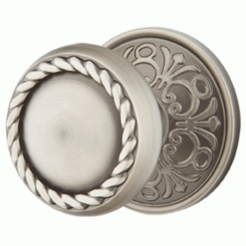 Solid Brass Rope Door Knob Set With Lancaster Rosette (Several Finish Options) EMTEK