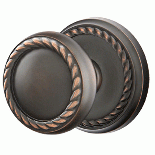 Solid Brass Rope Door Knob Set With Rope Rosette (Several Finish Options) EMTEK