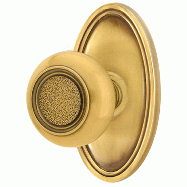 Solid Brass Belmont Door Knob Set With Oval Rosette (Several Finish Options) EMTEK