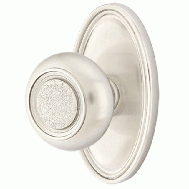 Solid Brass Belmont Door Knob Set With Oval Rosette (Several Finish Options) EMTEK