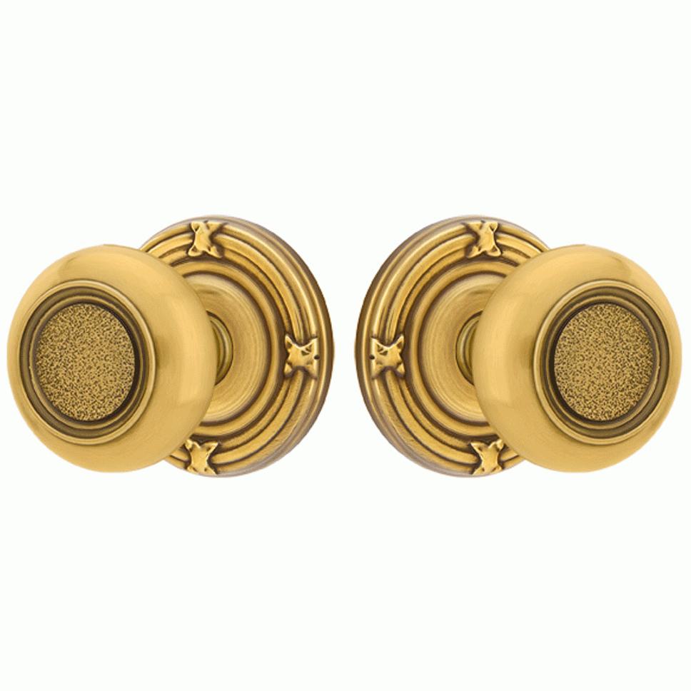 Solid Brass Belmont Door Knob Set With Ribbon & Reed Rosette (Several Finish Options) EMTEK