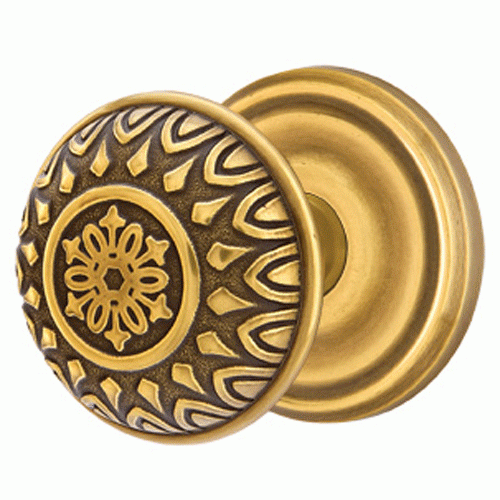 Solid Brass Lancaster Door Knob Set With Regular Rosette (Several Finish Options) EMTEK