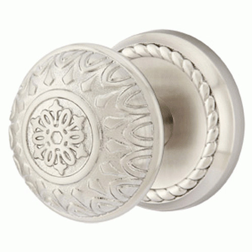 Solid Brass Lancaster Door Knob Set With Rope Rosette (Several Finish Options) EMTEK