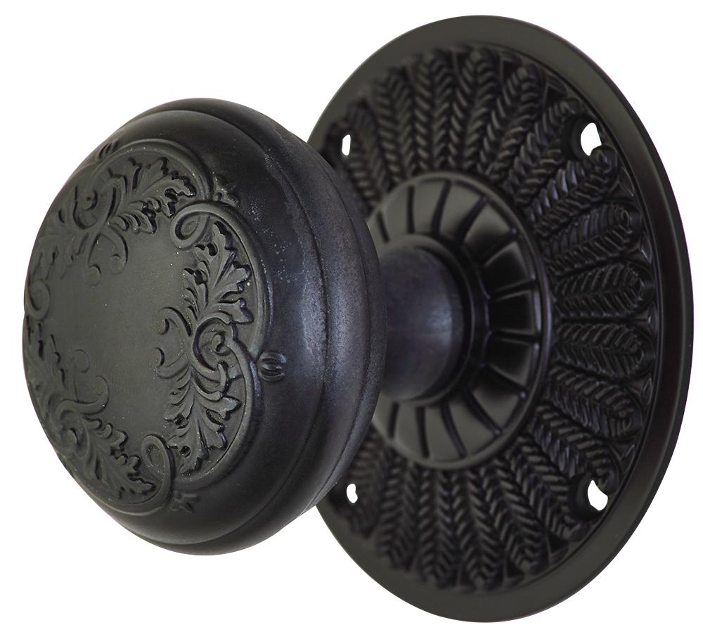 Feather Rosette Door Set with Floral Leaf Door Knobs (Several Finishes Available) COPPER MOUNTAIN HARDWARE