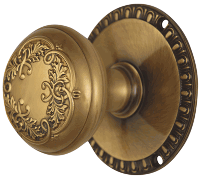 Egg & Dart Rosette Door Set with Floral Leaf Door Knobs (Several Finishes Available) COPPER MOUNTAIN HARDWARE