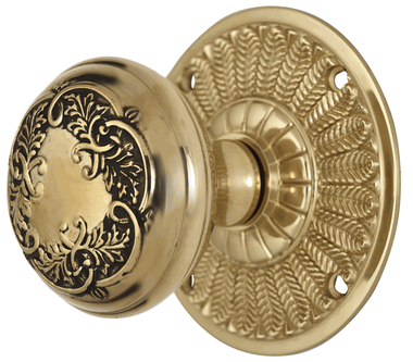 Feather Rosette Door Set with Floral Leaf Door Knobs (Several Finishes Available) COPPER MOUNTAIN HARDWARE