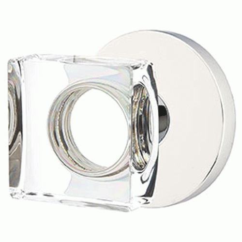 Modern Square Crystal Door Knob Set With Disk Rosette (Several Finish Options) EMTEK