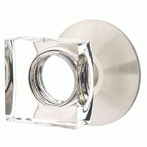 Modern Square Crystal Door Knob Set With Modern Rosette (Several Finish Options) EMTEK