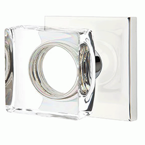 Modern Square Crystal Door Knob Set With Square Rosette (Several Finish Options) EMTEK