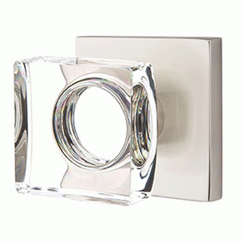 Modern Square Crystal Door Knob Set With Square Rosette (Several Finish Options) EMTEK