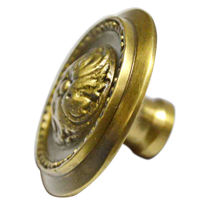 2 Inch Solid Brass Beaded Victorian Cabinet Knob Antique Brass Finish COPPER MOUNTAIN HARDWARE