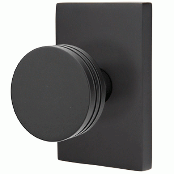 Emtek Solid Brass Bern Door Knob Set With Modern Rectangular Rosette (Several Finish Options) EMTEK