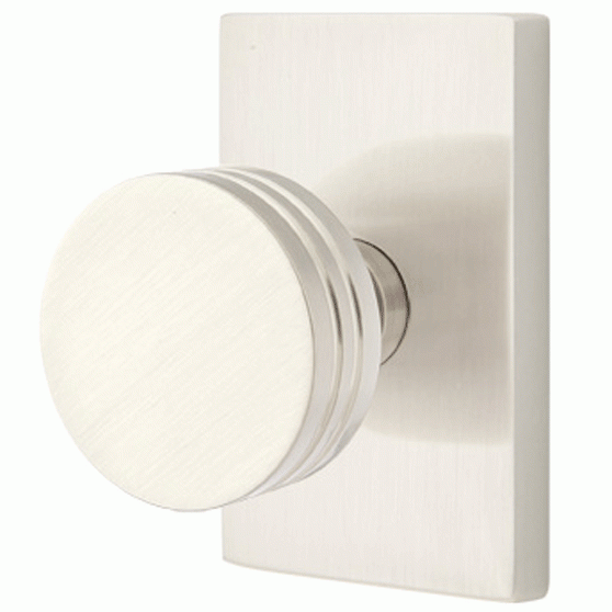 Emtek Solid Brass Bern Door Knob Set With Modern Rectangular Rosette (Several Finish Options) EMTEK