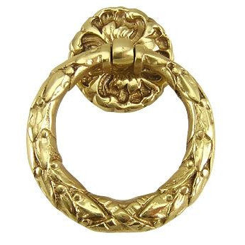 Solid Brass French Floral Drawer Ring Pull (Polished Brass) COPPER MOUNTAIN HARDWARE